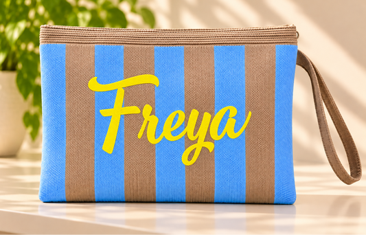Stripe Make Up / Clutch Bag Blue/Taupe