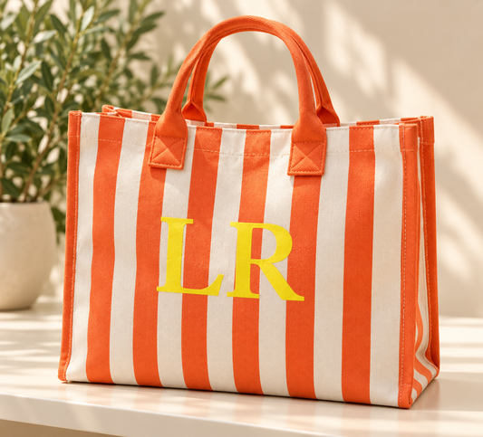 Stripe Bag Orange Personalised